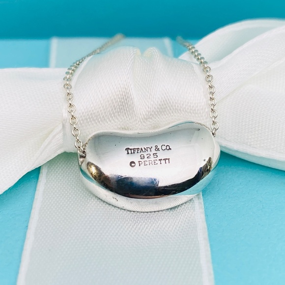 Tiffany & Co. Elsa Peretti 18mm Bean Necklace 925 silver 16” box - Picture 2 of 4